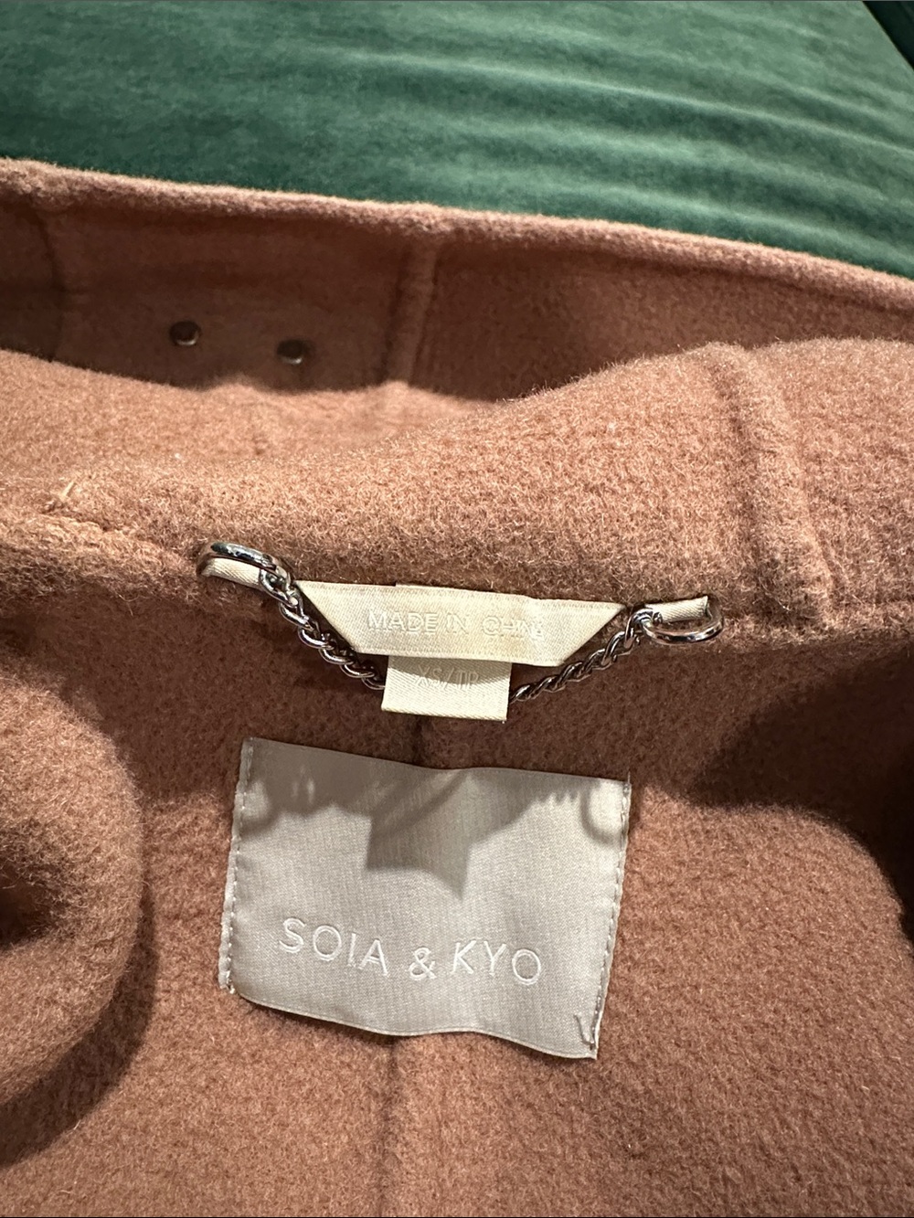 Soia & Kyo camel hooded draped coat XS - Picture 3 of 5